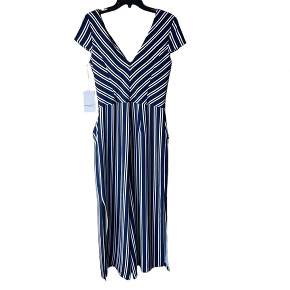 Amanda Uprichard Jumpsuit Navy Stripped SIZE L - Picture 5 of 14
